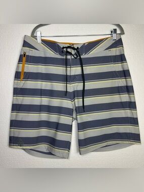STIO Mens CFS Board Shorts Size 34 X 19” Swim Trunks Striped UPF 50